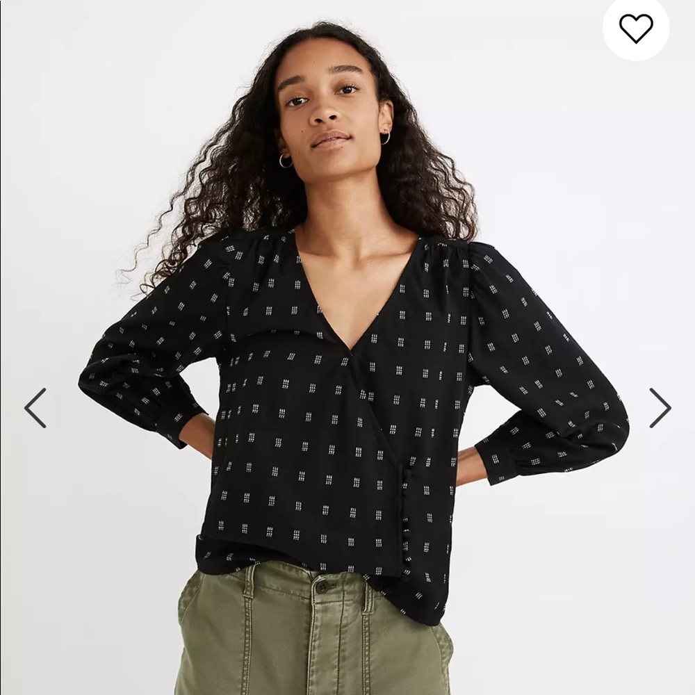Kinston Side-Button Wrap Top in Textured Dobby